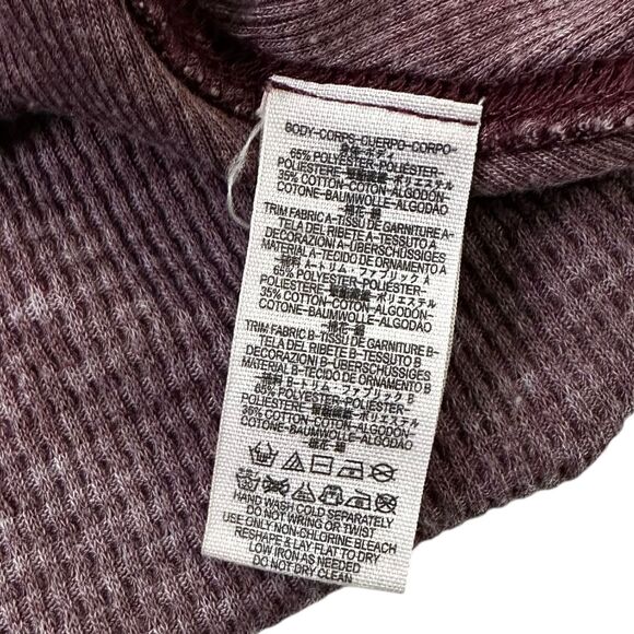 Free People Maroon Waffle Distressed Oversize V-neck Shirt Women's Size XS 62-13 - Picture 4 of 6